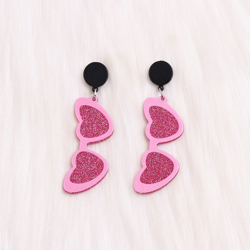 Wholesale Valentine's Day love sunglasses women's earrings autumn and winter earrings simple personality acrylic suit earrings